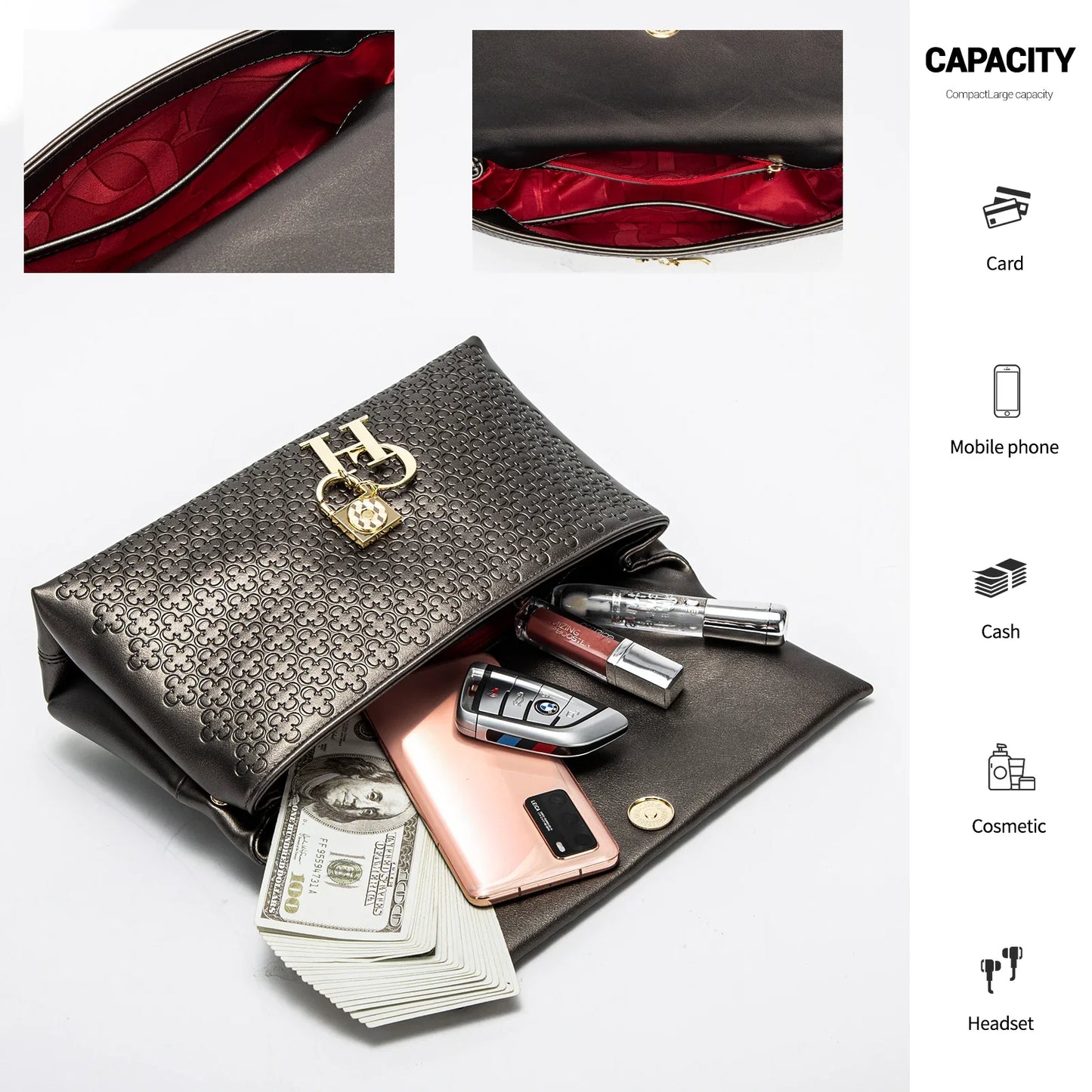 Metal Accessories Solid Color Elegant Simplicity Women's Shoulder Bag Unique Fashion Printed Women's Handbag