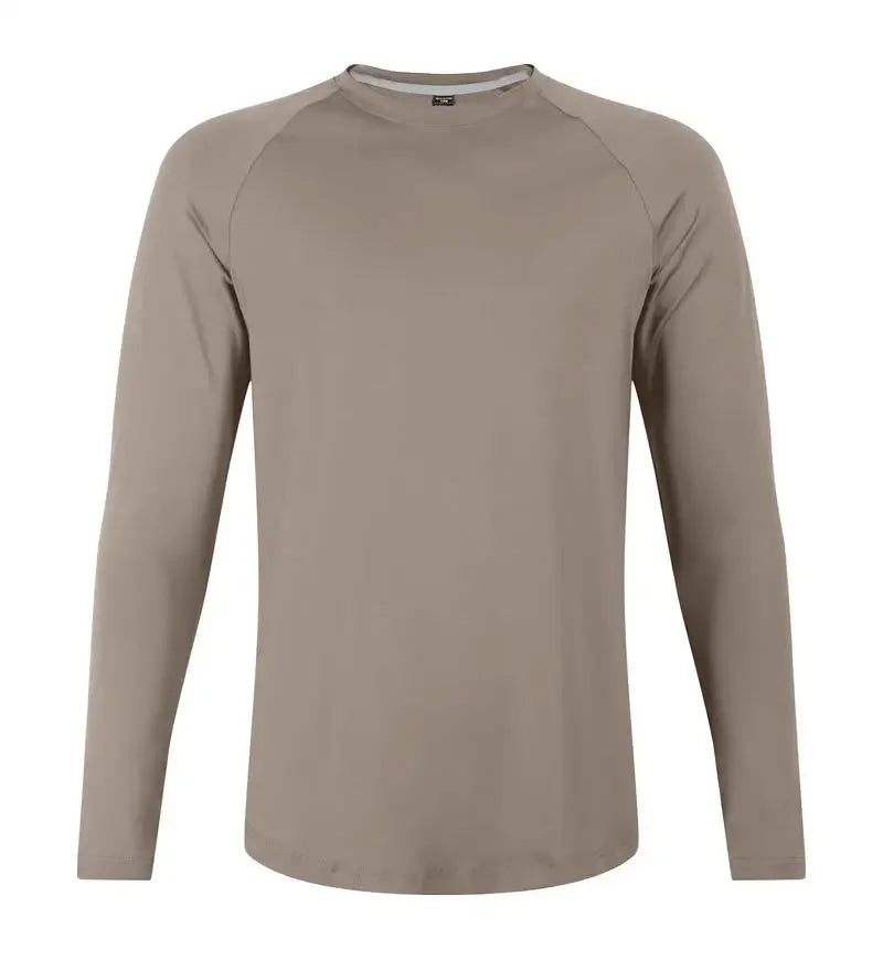 Sports Long-sleeved T-shirt Men Curved Hem Warm Gym Fitness Clothes Quick-drying Breathable Running Training Round Neck Top