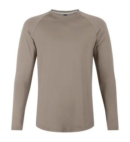 Sports Long-sleeved T-shirt Men Curved Hem Warm Gym Fitness Clothes Quick-drying Breathable Running Training Round Neck Top