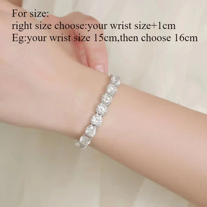 Each 6.5/8mm Full Moissanite Tennis Bracelets for Women Men Hip Hop Original Full Diamond 925 Sterling Silver Chain GRA