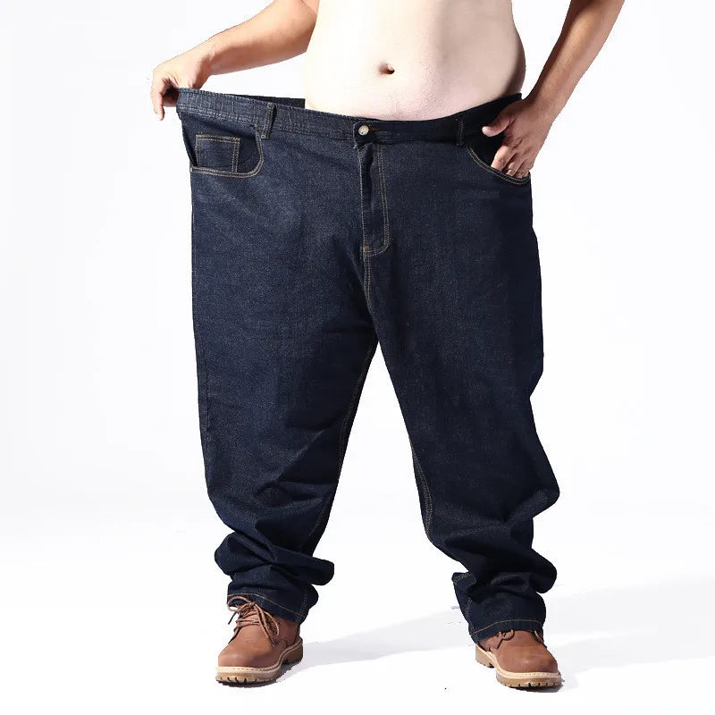 200KG Extra Large Jeans Men Blue 8XL 7XL 6XL 5XL Plus Size Denim Big Straight Elastic Trousers Black Stretched High Waist Pants