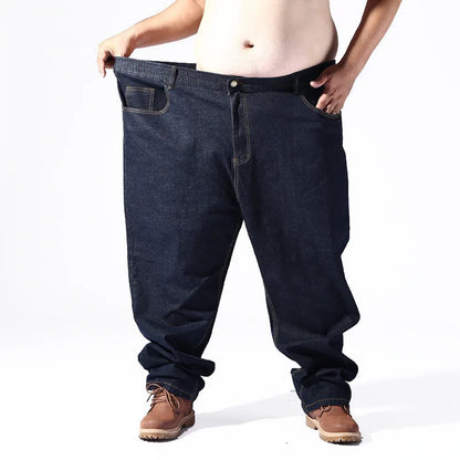 200KG Extra Large Jeans Men Blue 8XL 7XL 6XL 5XL Plus Size Denim Big Straight Elastic Trousers Black Stretched High Waist Pants