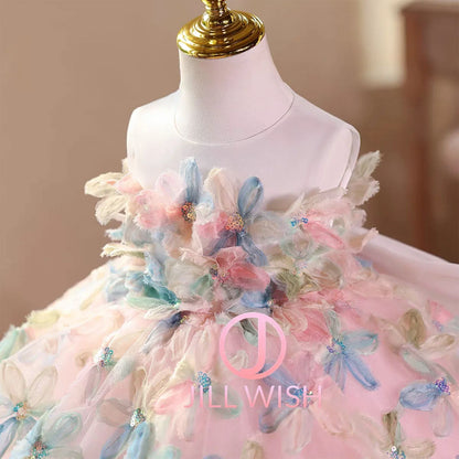 D113 Elegant Turquoise Flower Girl Dress Lace Knee Length Princess Children Wedding 1st Birthday Pageant Party Gown