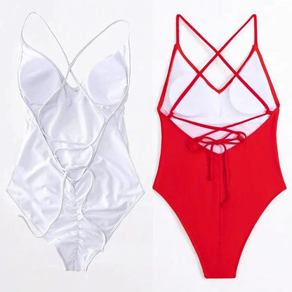 Solid One Piece Swimsuit Women Swimwear 2025 New Bikini Sexy Bodysuit Plus Size Bathing Suit Swimming Suit maillot de bain femme