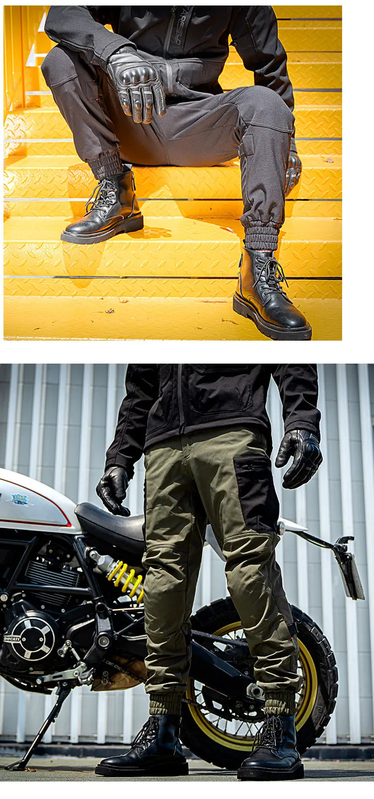 Men's Motorcycle Pants Winter Plus Fluff Warm Windproof Splash-proof Water Riding Trousers With CE Protective Accessories