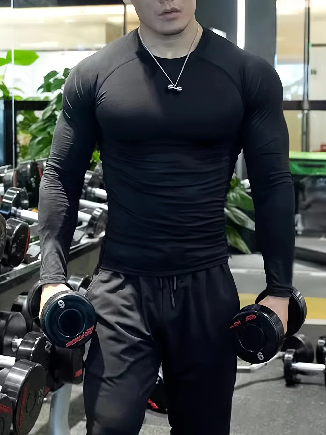 Fitness clothing, tight fitting clothes, men's quick drying sports, long sleeves, football, skiing, suitable for all seasons