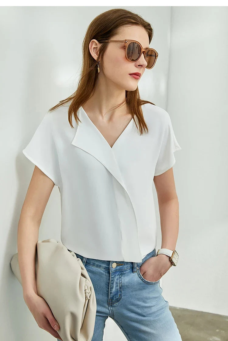 Minimalism Chiffon Shirts & Blouses New Elegant Youth Woman Blouses Loose Fashion Casual Chic Tops Female Clothing 12612024
