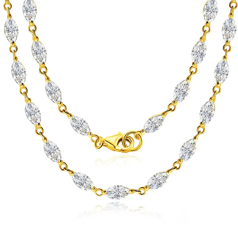 14.35-19ct Marquise Cut Moissanite Tennis Necklaces for Women Wedding Jewelry s925 Silver Authentic Moissanite Necklace
