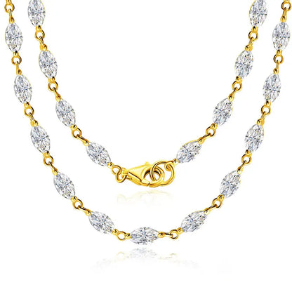 14.35-19ct Marquise Cut Moissanite Tennis Necklaces for Women Wedding Jewelry s925 Silver Authentic Moissanite Necklace
