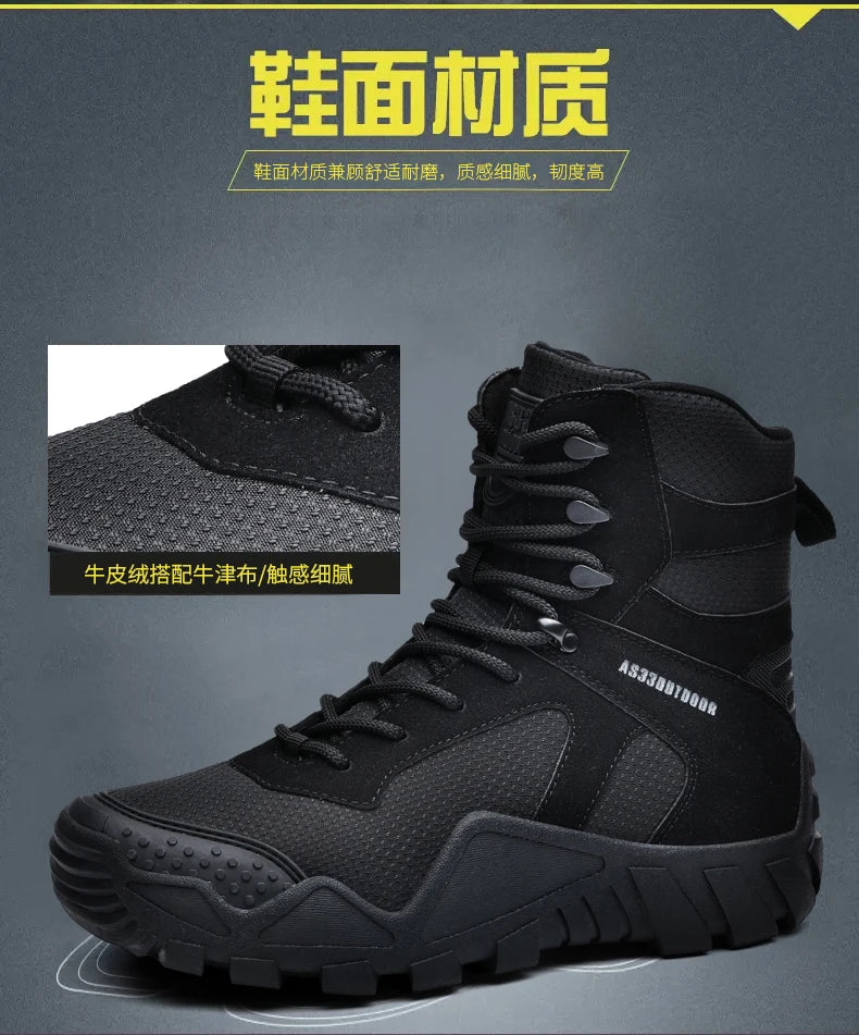 New Men Tactical Boots Lace Up Waterproof Climbing Hiking Shoes Motorcycle Training Army High Quality Hunting Unisex Desert Boot