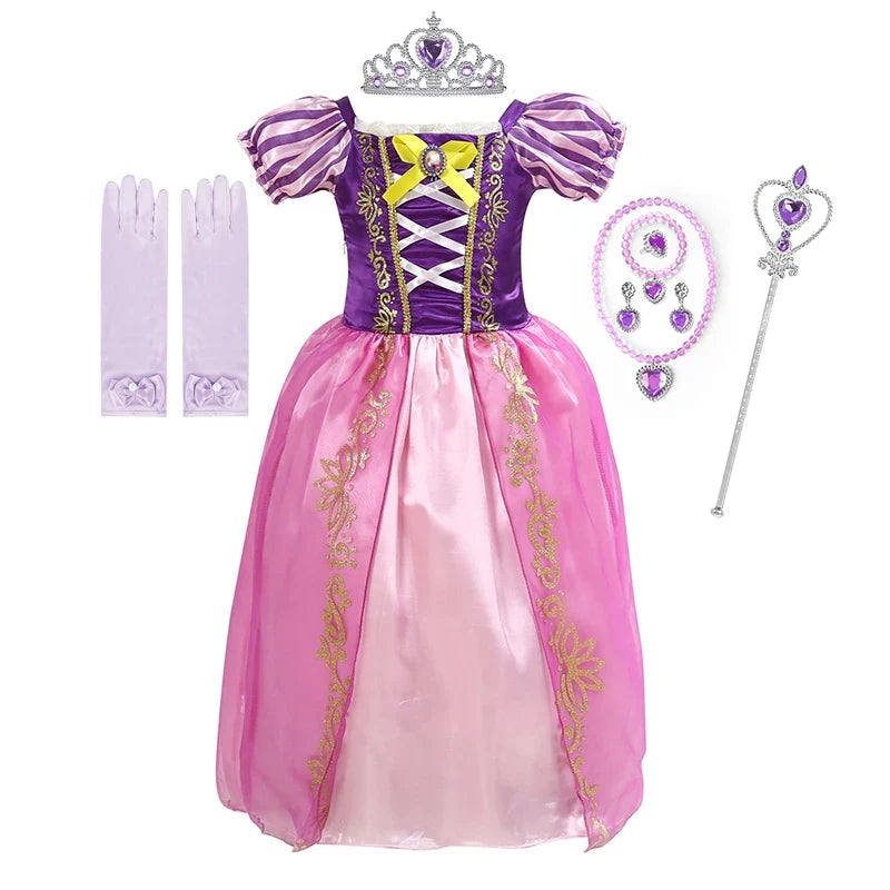 Disney Cinderella Cosplay Costume Kids Clothes for Girls Sequins Princess Dress with Floral Bow Birthday Party Ball Gown
