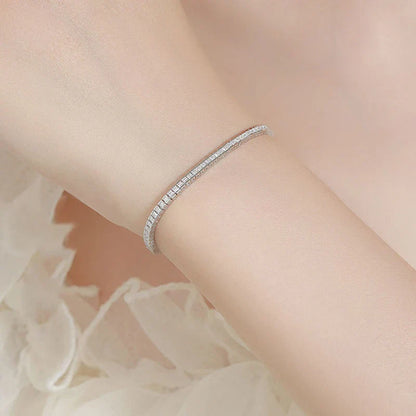 Princess Cut Full 1.5mm 2mm D Color Moissanite Tennis Bracelet for Women Man 925 Silver Pass Diamond Test Link Bracelets