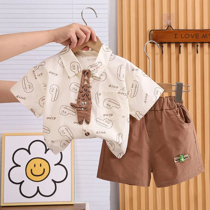 New Summer Baby Boys Cartoon T-Shirt Shorts Set Kids Clothing 2Pcs/Toddler Infant Fashion Tracksuit1-5 Years