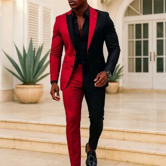 CustomizedNew Black And Red Men Suit Wedding Party Formal Groom Groomsman Prom Business Male Tuxedos 3 Piece Set Jacket Vest Pan