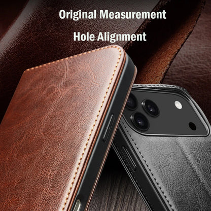 Genuine Leather Flip Case for iPhone 17 Bracket Handmade Business Cover with Card Slots for iPhone 17 Pro Max/17 Air