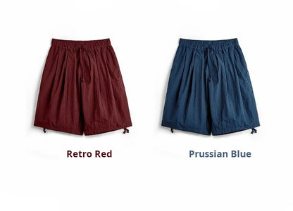 Casual Navajo Embroidered Shorts Loose Fit Beach Thin Pants with Elastic Waist Pockets Cargo Short for Men's Summer Bottom