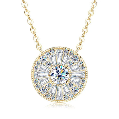 GRA Certified D VVS1 5mm Moissanite Round Charm Pendant Necklace Chain for Women 14K Gold Filled Fine Neck Jewelry Gift
