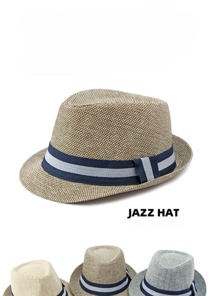Middle-aged and Elderly Men's Top Hat Spring Summer Luxury Designer Sun Protection Beach Cap Grass Wedding Fedora Jazz Hat Party