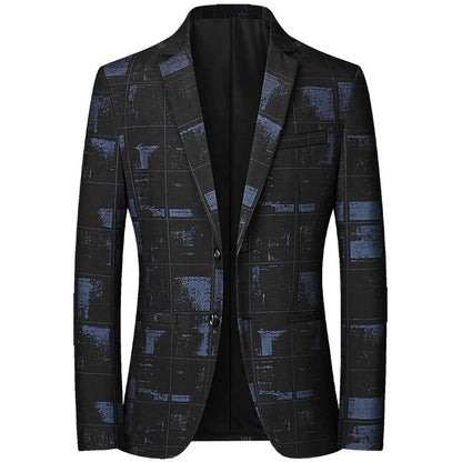 Fashion Print Slim Fit Men's Blazers Outerwear Business Casual Suit Jacket For Men Spring Autumn Korean Style Wedding Coats Man