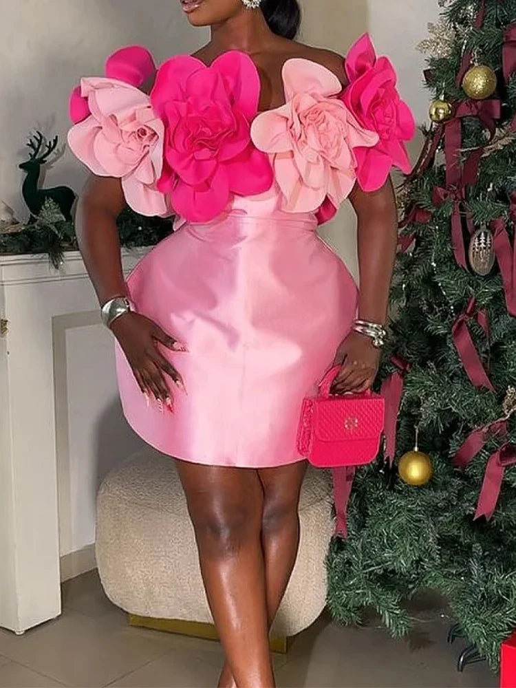 Customized 3D Flowers Short Woman Cocktail Dresses for Special Events Above-Knee Mini Prom Party Homecoming Dress Summer 2025
