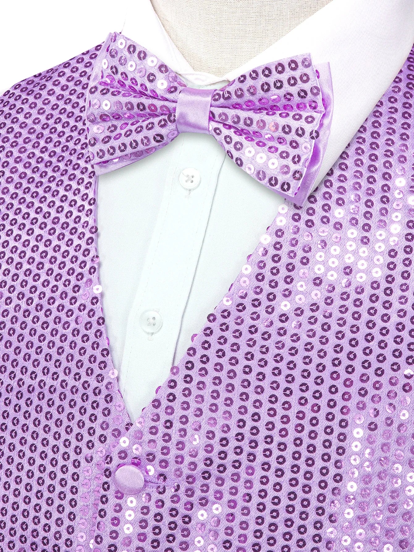 Men's Shiny Sequin Vest and Matching Bow Tie Set – 3 Vibrant Color Options for Parties, Proms Festive Events
