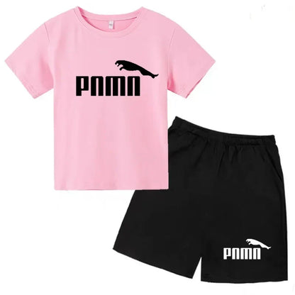 Des vêtements esthétiques pour les enfants de 3 à 12 ans, T-shirt imprimé avec des lettres, blouse à manches courtes et pantalon