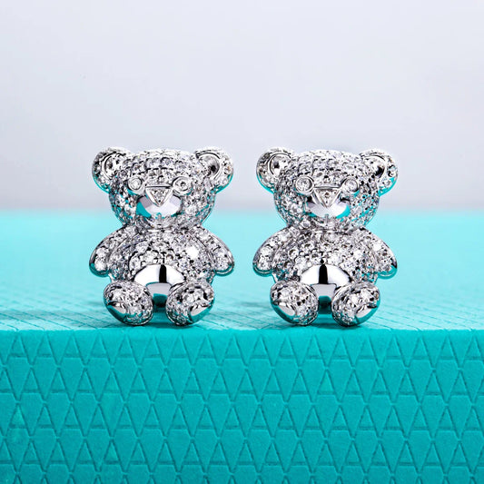Moissanites Bear Earrings 925 Sterling Silver D Color VVS1 Moissanite Stud Earrings for Woman Jewelry Wholesale