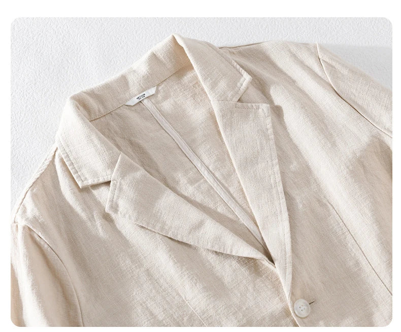 Y803 Spring Autumn Good Quality Linen Blazer For Men Business Casual Solid Color Simple Double Buttons Thin Male Suits Jackets