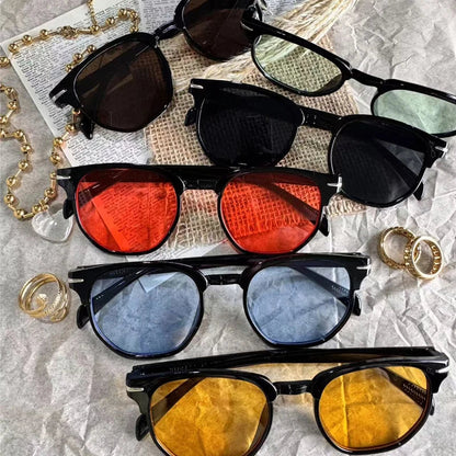 Cycling 6pcs Retro Women Men Small Oval Sun Glasses Fashion Shades Brand Colorful Design Sunglasses Female UV400 Unisex