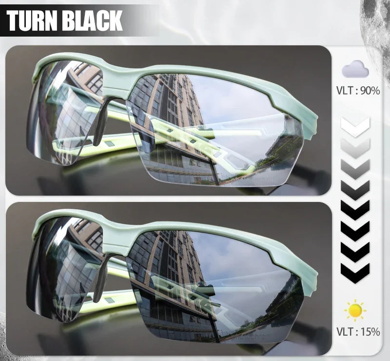 Cycling Red Blue Photochromic Glasses Outdoor Sports Running Men's Sunglasses Road MTB Bicycle Goggles Women Bike Eyewear