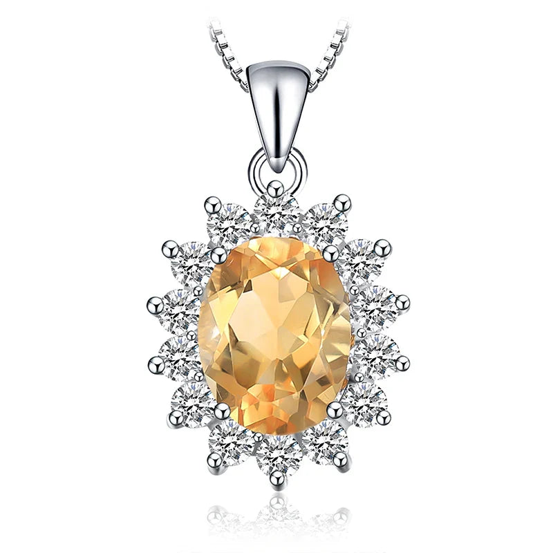 Princess Diana Created Blue Sapphire Ruby Simulated Emerald 925 Sterling Silver Pendant Necklace Women No Chain