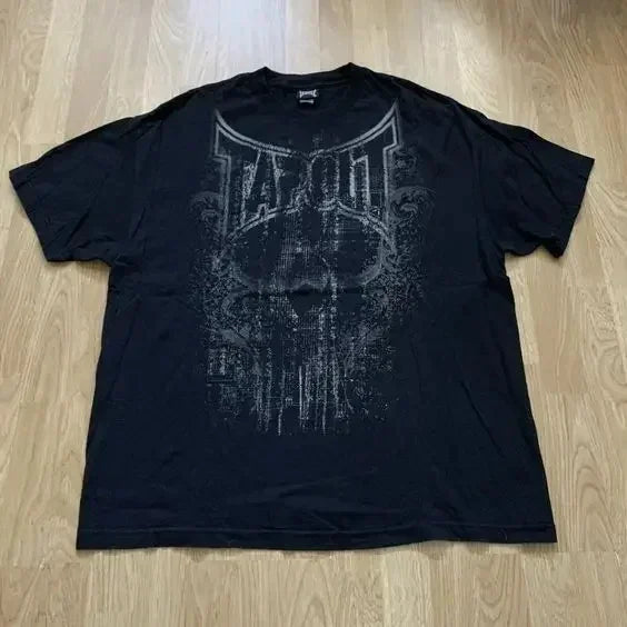 Streetwear Tapout T Shirt Y2K Mens Hip Hop Letter Graphic Print Oversized TShirt Harajuku Round Neck Cotton Short Sleeve Tops