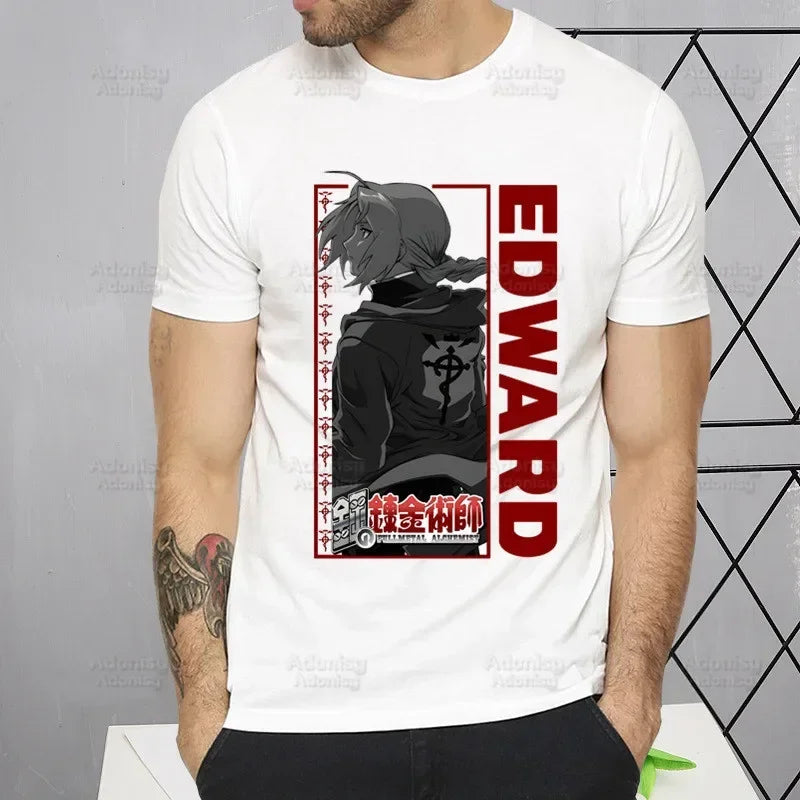 Fullmetal Alchemist T Shirt Harajuku Alphonse Elric TShirts Short Sleeve Fashion Casual Edward Elric T-Shirt Tops Tees
