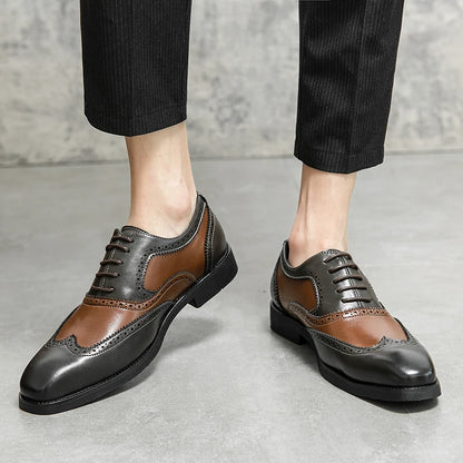 Italy High Quality Pointed Fashion Oxford Shoes Lace Up Men's Shoes Pointed Style Luxury Moccasin Casual Luxury Leather Shoes
