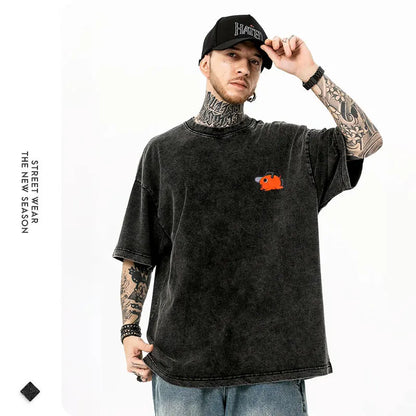 Anime C-Chainsaw M-Man T Shirts Oversized Vintage Washed Denji T-shirt Manga Power T Shirt Pochita Makima Reze Tops Tees man