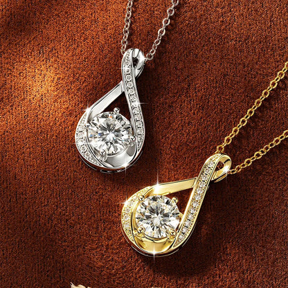 8MM 2.0CT Round Cut Moissanite Necklace 14K Gold Filled Infinity Pendant Necklace for Women Wedding Jewelry Gift