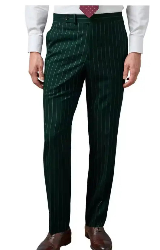 New Men's Suit Pants Haute Couture Grey Striped Slim Fit Business Formal Casual Suit Pant Groom's Dress Pants Office Banquet
