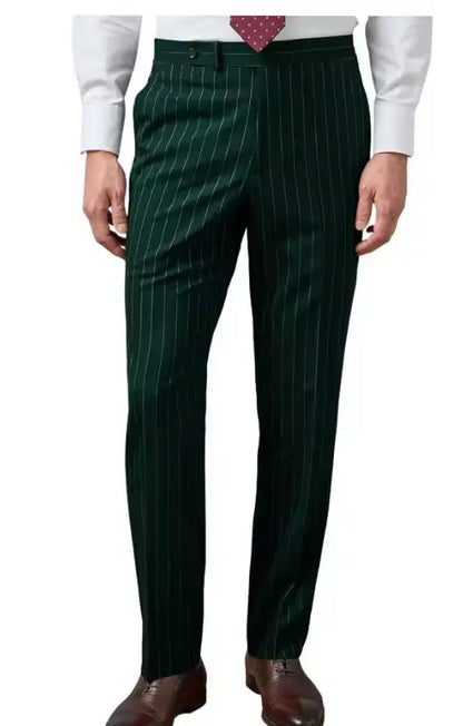 New Men's Suit Pants Haute Couture Grey Striped Slim Fit Business Formal Casual Suit Pant Groom's Dress Pants Office Banquet