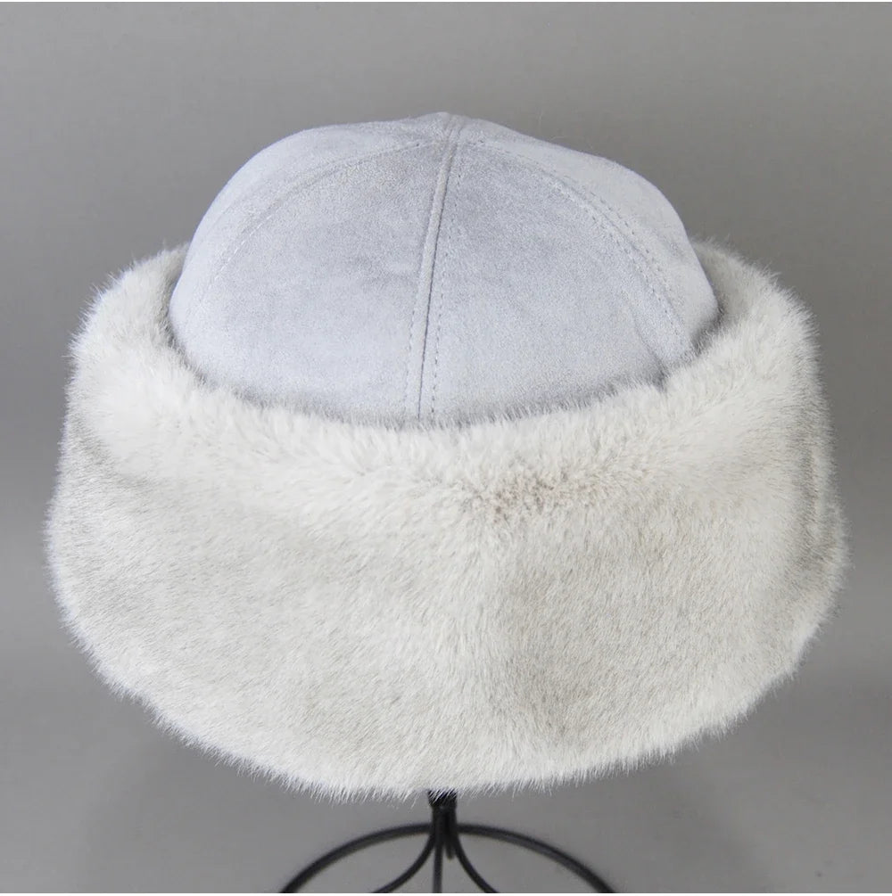 Hot Sale Faux Mink Fur Hat Winter Genuine Baseball Cap Russia Fashion Elegant Lady Warm Faux Fur Ball Straw Hat