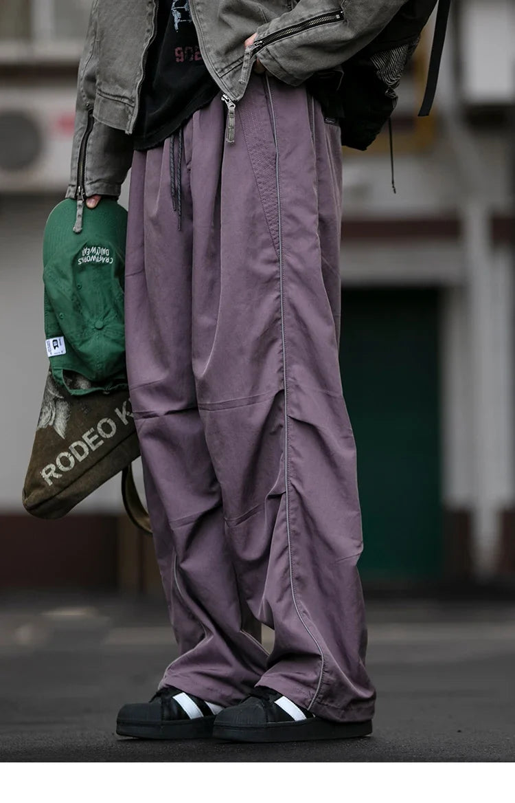 Korean Streetwear Waterproof Outdoor Utility Cargo Pants For Men Quick Dry Adjustable Hem Oversized Sport Casual Pants Trendy