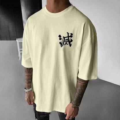 Demon Slayer Men's T-shirt Inosuke Hashibira Japan Anime Summer Boy Spring and Autumn Children's Short Sleeves Parent-Child Wear