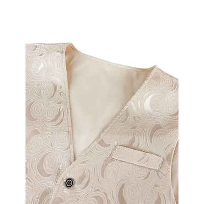 Suit Vest Man Business Casual Single-breasted Male Waistcoat Slim Printed V-neck Sleeveless Versatile Men Banquet Vest