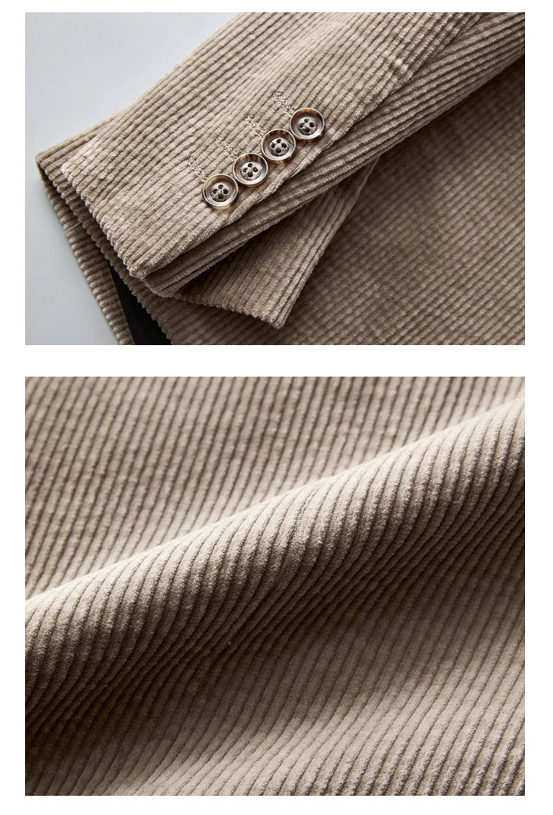 Autumn Winter 2025 New Korean Version of Fashion Handsome Men Young Slim Casual Corduroy Suit Cotton Corduroy Suit Jacket  M-4XL