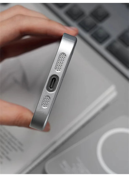 Ultra Thin Frameless Cloth Texture Magnetic Case For iPhone 17 Air 16 Pro Max 15 14 MagSafe Wireless Charge Borderless Hard Cove