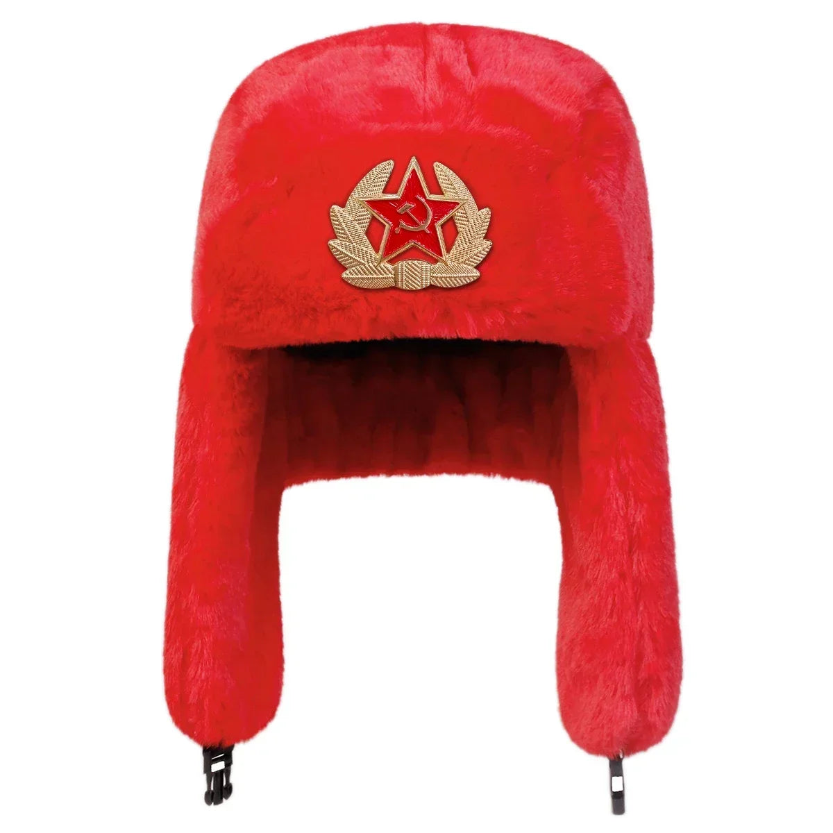 Unisex Five-pointed Star Label Lei Feng Hat Winter Earflap Hat Keep Warm Ski Hat Bomber Hat for Outdoor Riding Snow Activities