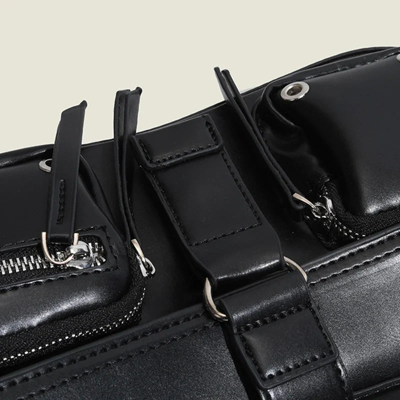 Goth Punk Cool Women's Underarm Bag Hot Girls Shoulder Bags Fashion Design PU Leather Female Handbags Tote Purse with Zipper