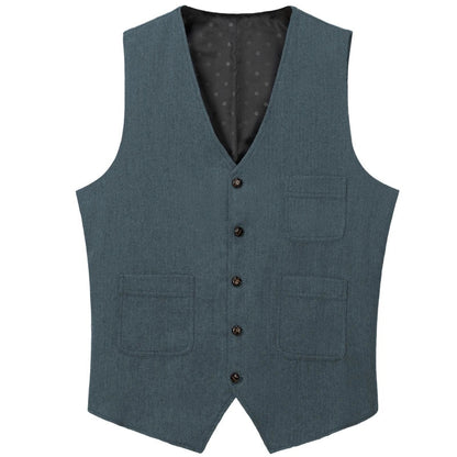 Men Vest Green Herringbone Solid Single Button Waistcoat For Birthday Wedding Business Banquet Work Daily Casual Men Suit Vest