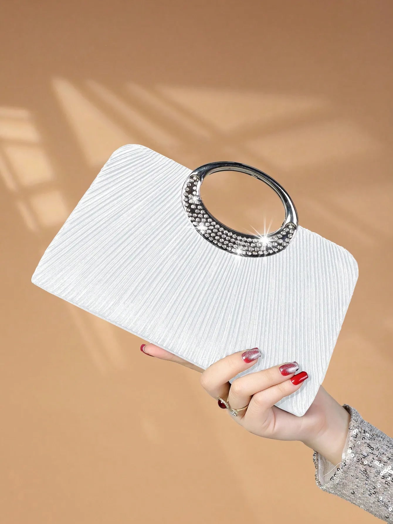 Women's Sparkling Glitter Crystal Evening Bag, Handbag And Crossbody Bag With Simple And Elegant Design, Suitable For Wedding