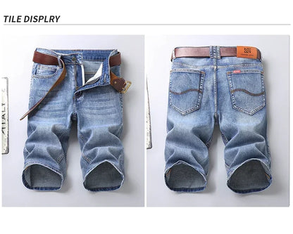 2025 Summer Brand Stretch Thin Bermuda Masculina Cotton Denim Jeans Jorts Men Knee Length Soft Ropa Hombre Shorts