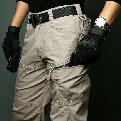 Stretch Tactical Pants Men Water Resistant Rip Stop Cotton Outdoor Work Cargo Pants Multi-Pocket Lightweight Combat Hiking Pants